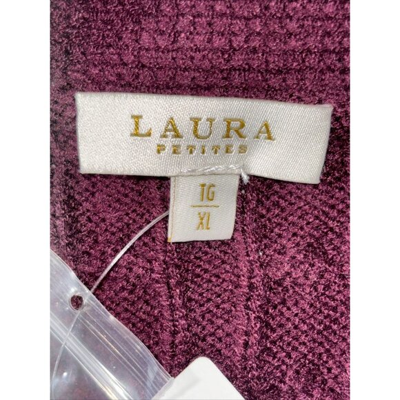 NWT LAURA Petites Chunky Knit Ribbed Burgundy Long Cardigan Knitted Jacket Sz XL - Picture 8 of 16